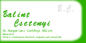 balint csetenyi business card