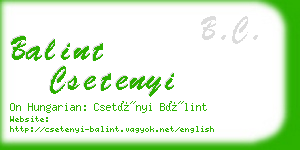 balint csetenyi business card